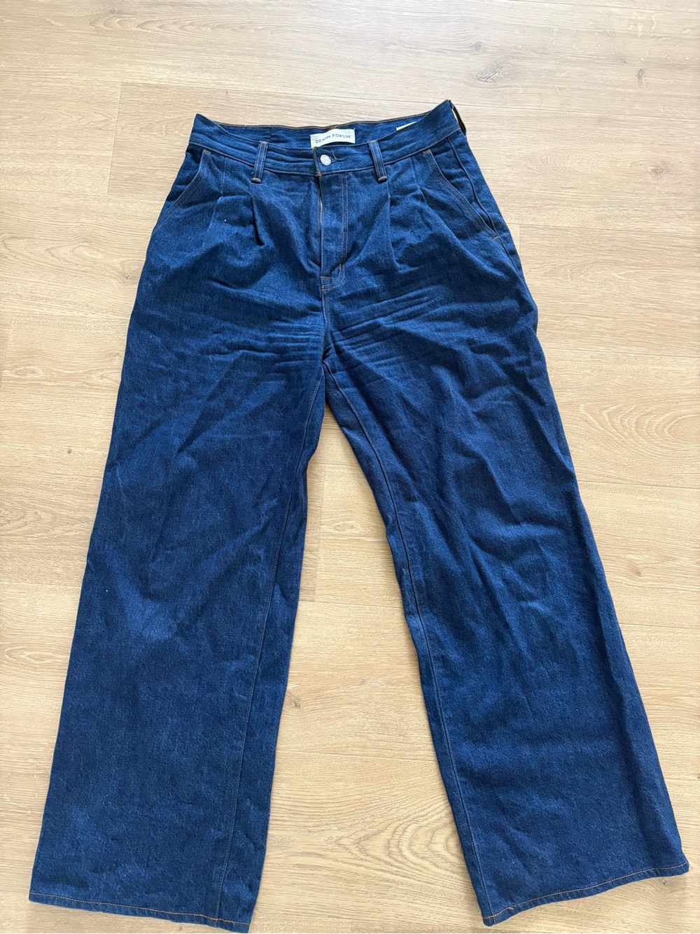 Denim Forum Dark Blue Wide-Leg High-Rise Jeans